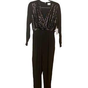 NWT Lini Black Sequined Long Sleeve Jumpsuit Size S